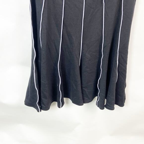 Studio I 8 Womens Black White Vertical Striped Sleeveless Midi Shift Dress - Picture 3 of 5